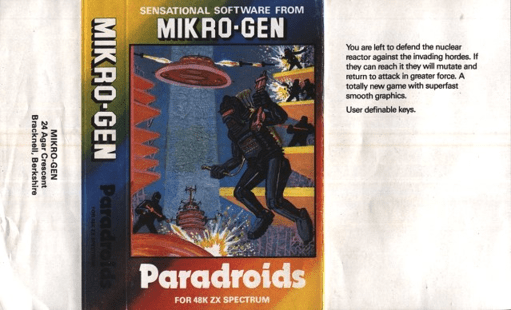 Paradroids box art for ZX Spectrum